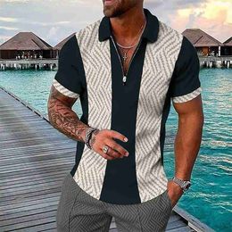 Men's T-Shirts Mens Zip V Neck Turn-down Collar Slim Fit T-Shirt Summer Casual Short Sleeve Golf Formal Comfortable Tops High Quality Clothing L230720