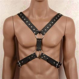 Bras Sets Sexy Leather Tops Chest Men Harness Adjustable Fetish Body Belts Strap Erotic Gay Clothes For BDSM Bondage Sex249I