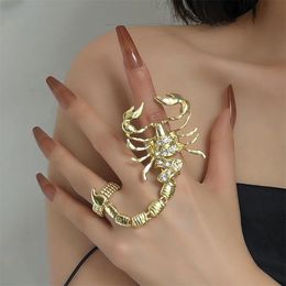 2023 Punk Luxury Scorpion Ring For Woman Retro Exaggerated Shiny Zircon Charm Adjust Rings Hot Girl Party Jewellery New Trend Gift