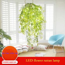 Pendant Lamps Flower Rattan Lamp Interior Decoration Bedroom LED Chandelier Restaurant Balcony Children's Room