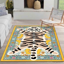 Carpets Cartoon Tiger Skin Rug Persian Living Room Floor Mat 120x160cm Bedroom Bedside Carpet Kitchen Non-slip Floor Mat Area Rug R230720