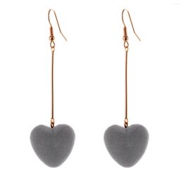 Dangle Earrings Lureme Korean Jewelry Plush Fur Ball Drop Earring Simple Creative Heart Velvet For Women Girls Long Brincos (er005410)