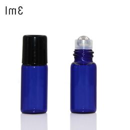 Factory price 1ml 2ml 3ml Blue Glass Roll On Bottle 1CC 2CC 3CC Sample Glass Vials with SS Roller Ball Free DHL Shipping Rqtcf