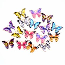100pcs Lot Charms Colourful Butterfly Charms Pendant 21 15MM Enamel Animal Charm Fit For DIY Craft Jewellery Making257D