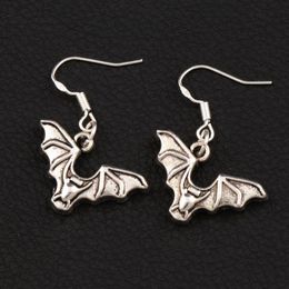 Flying Bat Animal Dangle Chandelier Earrings 925 Silver Fish Ear Hook 40pairs lot E979 32 6x23 9mm236V