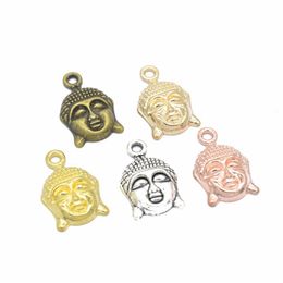 Bulk 200pcs lot Buddha Head Charms Pendant Yoga 21 14mm Meditation Charms 6 Colours Good For DIY Craft258p