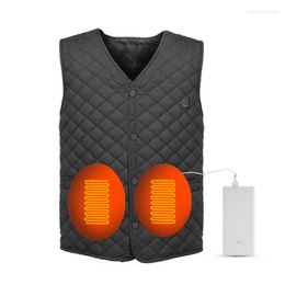 Men's Vests Men Heated Vest Autumn Winter Smart Cotton Heating V Neck Women Outdoor Flexible Thermal Warm Jacket M-7XL