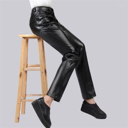 Women's Pants Straight Motorcycle Faux Leather Womens Feet Warm Velvet Thicke Personality Pu Trousers For Women Pantalon