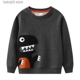 Hoodies Sweatshirts Jumping Metres Long Sleeve Baby Sweatshirts For 2-7T Children's Clothes Hot Selling Dinosaur Applique Boys Girls Shirts Tops T230720