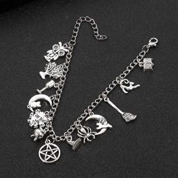 Punk Supernatural Magic Witchcraft Pendant Bracelet Antiquity Mystery Vintage Charm Jewelry Gothic Halloween Gift For Women Man Ba206b