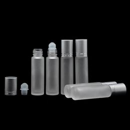 Silver Lids Frosted Clear Glass Roller Bottles 10ml HIgh Quality Roll On Bottles with SS Roller For Essential Oil Perfume Skin Care Euteq