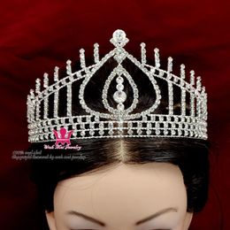 Rhinestone Crowns Tiaras Hong Kong Miss Beauty Pageant Queen Bridal Wedding Princess Party Prom Night Clup Show Crystal Headband H267Z