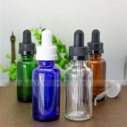 330pcs Amber Green Clear Blue 30ML Glass Dropper Bottle Empty Essential Oil Bottles 30ml Mini E Liquid Glass Bottle With ChildProof Cap Okdv