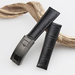 New 20mm Black Green Brown Blue Genuine Leather Watchband Watch Strap For Rolex gmt Watch for Rolex 116610LV222k
