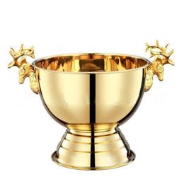 304 stainless steel Deer Head ear cooler GOLD & SILVER CHAMPAGNE ICE BUCKET CHAMPAGNE ICE BOWL316q