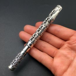 Real Silver Pen Pendant Men 925 Sterling Silver Vintage Carved Openwork Business Pen Pendant Gift Male Pure Silver Pen Jewelry286M