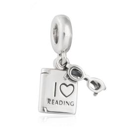 Love Reading book charms authentic S925 sterling silver beads fits DIY Jewellery bracelets 791984234L