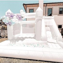 Commercial Kid slide Jumping Party White Inflatable Wedding Bounce House With Ball Pits Bouncy Castle jumper Houses For Outdoor fu267V