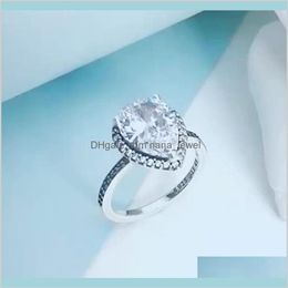 Big Cz Diamond Wedding Ring High Quality 925 Sterling Silver For Pandora Sparkling Teardrop Halo Ring With Original Box Women Jewe256r