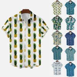 Men's Casual Shirts Oversize Mens Short-sleeved Shirt 2023 Summer Loose Button Cardigan Beach Style Creative Pattern Printing Lapel