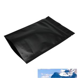 100pcs Heat Seal Zip Lock Package Bags Aluminium Foil Mylar Tear Notch Matte Black Stand Up Bag Whole264r