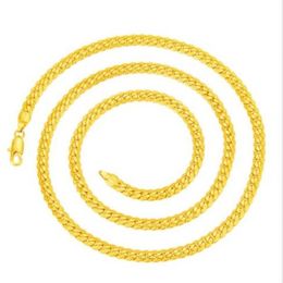 Men 14KGP Stamped Gold Plated Italy Herringbone Chain Necklace 6mm 60cm196F