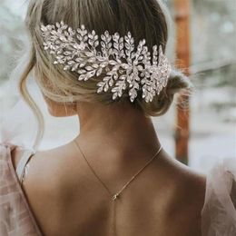 Handmade Wedding Crystal Headband With Comb Bridal Rhinestone Headpiece Crown Tiara Hair Accessories Jewelry Crown Tiara Flower Fl238B