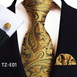 Bow Ties 2023 Tie Square Scarf Cuff Three Piece Set Striped For Men Luxury 8cm Necktie Pocket Cufflinks Gift Suit Accessories