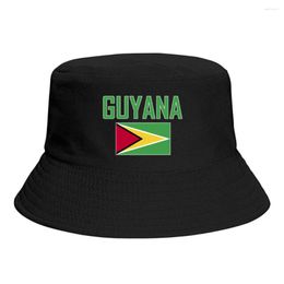 Berets GUYANA Flag Bucket Hats Print Cool Fans Sun Shade Simple Classic Outdoor Summer Fisherman Caps Fishing Cap