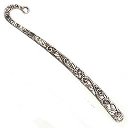 Antique Silver Bookmarks School Stationery DIY Tassels Charms Flat Curve Flower Double Design Pendant Metal Jewellery Accessories 12256Y