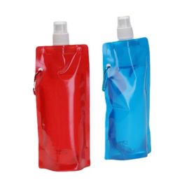 new Collapsible Water Bottle with Carabiner Clip Flat Hydration Soft Canteen outdoor Foldable Drinking bag BPA Free