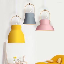 Pendant Lamps Macaron Metal Texture Lights Ceiling Chandelier Bed Room Decor Nordic Modern Kitchen Hanging Lamp LED Lighting Fixtures