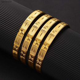 24K gold plated Bangles Ethiopian Africa Fashion Gold Colour Bangles For Women African Bride Wedding Bracelet Jewellery Gifts L230704