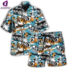 Men's Casual Shirts Game Goal Time Unisex Breathable 3D Print Trendy Cool Fashion Hawaiian Beach Party Tops Short Sleeves Summer