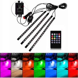 LED RGB Car Interior Strip Atmosphere Voice Sensor Sound Control Lights2355