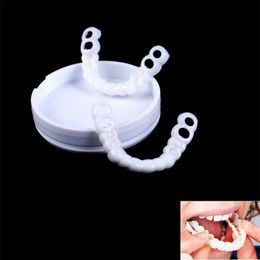 Party Favour 1pair Silicone Fake Teeth Upper False Tooth Cover Smile Denture Care Oral Plastic Whitening280I