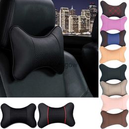 Seat Cushions Car Neck Pillow Pu Leather 1 Pack Headrest for Head Pain Relief Filled Fiber Breathable Universal Car Pillow x0720