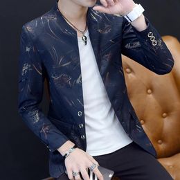 blazer masculino 2019 Men Blazer Korean Print Casual Slim Fit Suit Jacket Male Blazers Men Coat Terno Masculino Plus Size 6XL-M248e