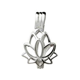 Lotus Flower Blossom Pendant Small Lockets 925 Sterling Silver Gift Love Wishing Pearl Cage 5 Pieces286D