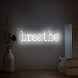 Neon Signs Breathe Light Hanging Words Lights Neon Wall Sign White Neon Light for Wall Bedroom Room Party 265h