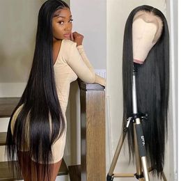 Ishow 10-30inch Long HD Transparent Lace Front Wig Human Hair Wigs 13x4 Natural Colour Yaki Straight Wig Bangs for Women179L