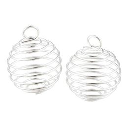 Silver Plated Spiral Bead Cages Charms Pendants Findings 9x13mm Jewellery making DIY242S