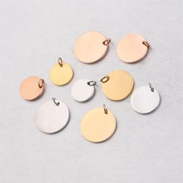 Silver Gold Rose gold stainless Steel Blank Circle Charm For Engrave 10 15 20 25 30mmRound Metal Tag Mirror Polished Whole2864