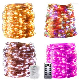 Strings LED Fairy String Light Remote Control Christmas Decorations 8 Mode Battery Box Copper Wire Lamp Waterproof Wedding Holiday Party