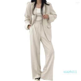 Women's Two Piece Pants Casual Blazer Sets Women Korean Long Sleeve Suit Jackets High Waist