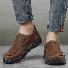 Dress Shoes Non-slip Hiking Shoes Men Leather PU Slip-on Casual Shoes L230720