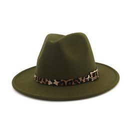 2019 Woollen Felt Hat Panama Jazz Fedoras hats with Leopard belt Flat Brim Formal Party And Stage Top Hat for Women men unisex312u