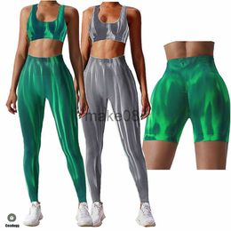 Women's Tracksuits 2023 Dye Women Seamless Yoga Sets Scrunch Shorts Butt High Waist Legging Fitness Gym Workout Pants Running Active Sport Suits J230720