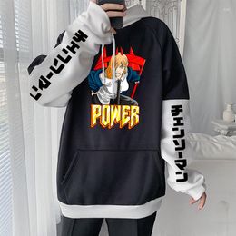 Men's Hoodies Power Cartoon Chainsaw Man Anime Women Harajuku Manga Graphic Streetwear Fashion Long Sleeve Patchwork Sweatshirts