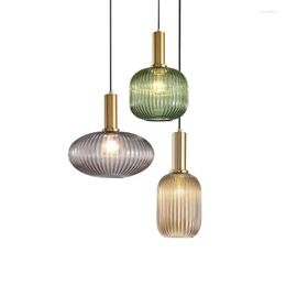 Pendant Lamps Nordic Vintage Restaurant Coloured Glass Lamp Bedside Small E27LED Bulb Personalised Creative Bar Table